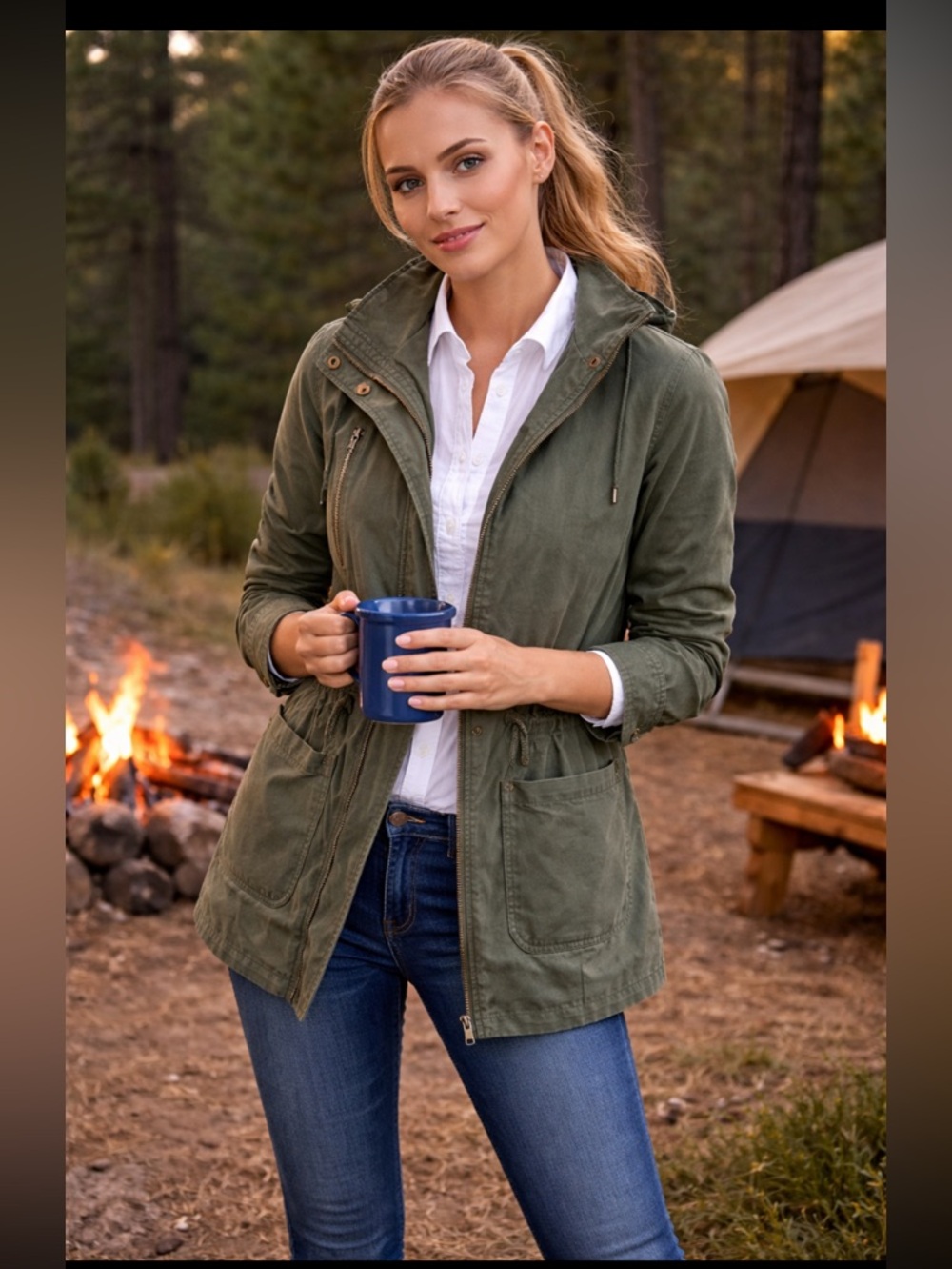 Forever 21 Olive Green Utility jacket.  Unlined.  Excellent used condition.
